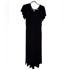 Cotton Black Women's High-Low Maxi Dress
